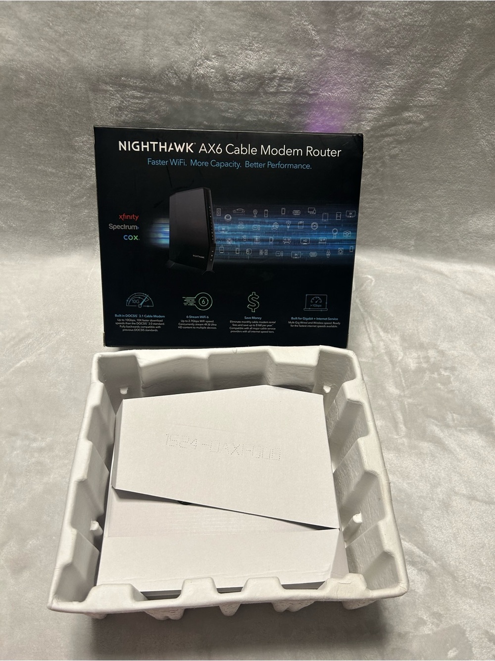 NETGEAR Nighthawk AX2700 WiFi 6 Cable Modem Router BOX ONLY - Picture 4 of 6